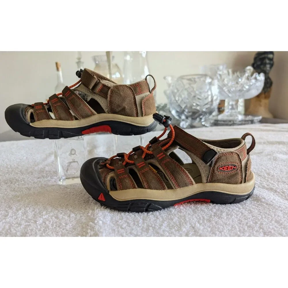 KEEN Newport H2 Youth Sandals Sz 3 Brown Orange Waterproof Outdoor